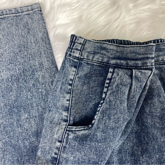 MC Hammer Pants Acid Wash Parachute Harem Blue Jeans Forever 21 Skinny Leg - Picture 7 of 8